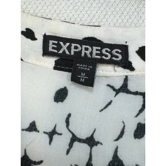 Express Womens Polka Dot Blouse Size M Black & White - Picture 2 of 11